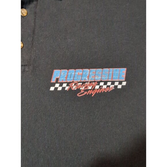 Vintage Y2K Progressive Racing Engines Polo Shirt Men XXL Black Graphic Polo - Picture 6 of 10